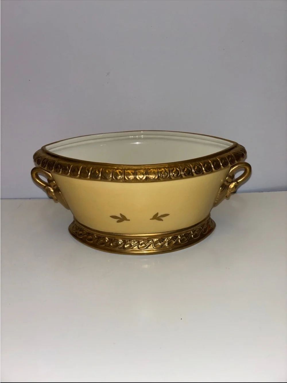 Vintage Paris royal yellow and golden color planter/vase decor